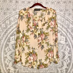 VTG 90s Ruffle Floral Boho Prairie Top